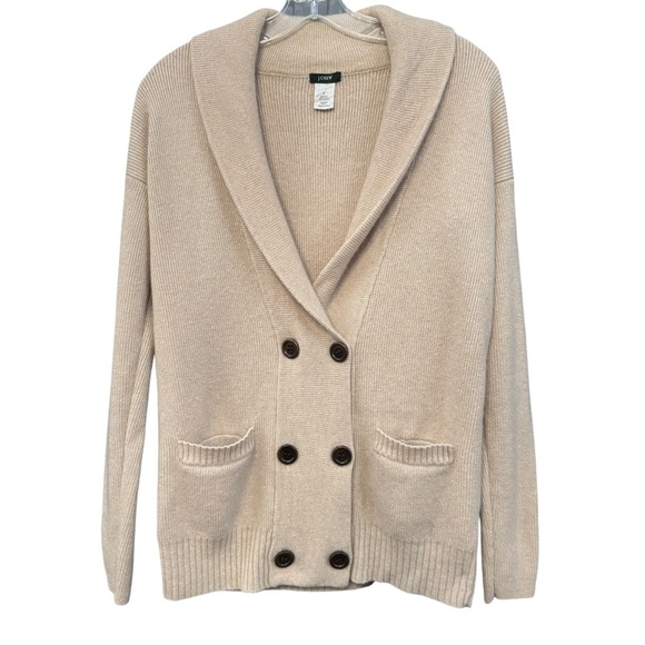 J.Crew Wool Cashmere Blend Shawl Collar Cardigan Sweater Beige Small - Picture 1 of 4